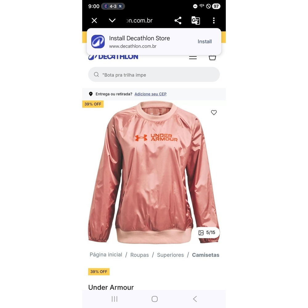 UNDER ARMOUR UA  Recover Woven Shine Crew Pullover Top 1364012-649 Size L‎